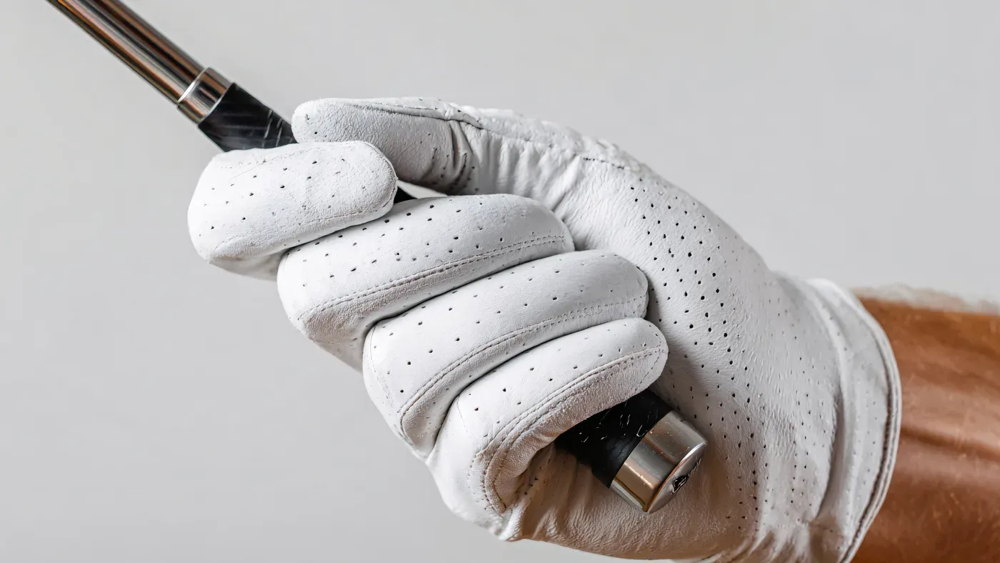 Golfare i handske håller bästa golfgrepp om klubbskaftet
